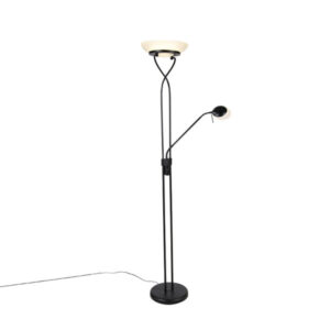 Floor lamp black incl. LED and dimmer with reading lamp dim to warm - Empoli
