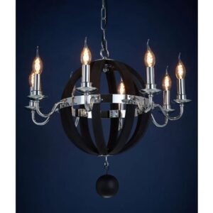 Kutztown Rounded Chandelier Ceiling Light In Black And Silver