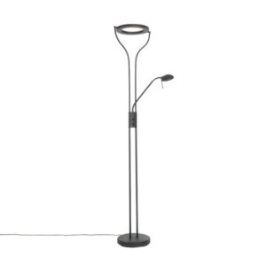 Modern floor lamp black with reading arm incl. LED and dimmer - Divo