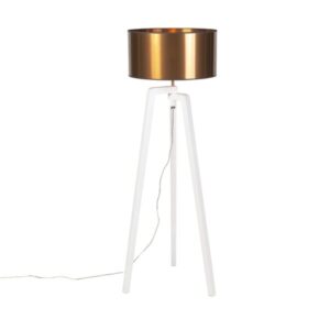 Design floor lamp white with shade copper 50 cm - Puros
