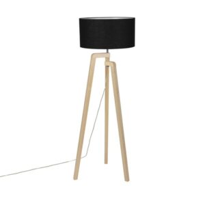 Modern floor lamp wood with black shade 45 cm - Puros