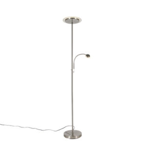 Modern floor lamp steel incl. LED with reading arm - Chala