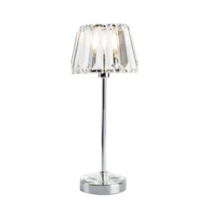 Laura Ashley Capri Crystal Glass Small Table Lamp In Polished Chrome Finish