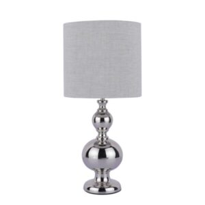 Laura Ashley Mancot Touch Table Lamp In Polished Nickel Finish With Ivory Linen Shade LA3756216-Q