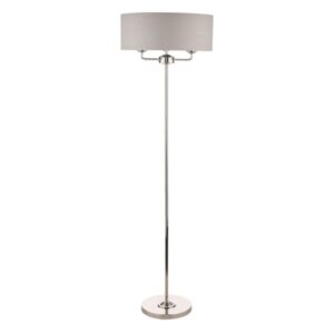 Laura Ashley Sorrento 3 Light Floor Lamp in Polished Nickel with Silver Shade