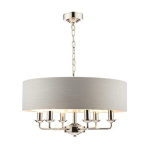 Laura Ashley Sorrento 6 Light Armed Fitting Ceiling Light in Polished Nickel with Silver Shade