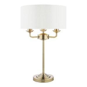 Laura Ashley Sorrento Antique Brass 3 Light Table Lamp With Ivory Shade