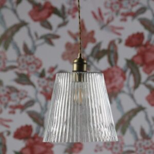 Laura Ashley Callaghan Grand Ceiling Pendant Light In Antique Brass With Ribbed Glass LA3756205-Q
