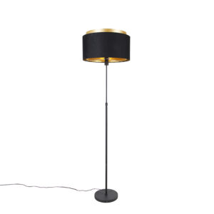 Modern floor lamp black with gold duo shade - Parte