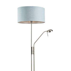 Floor lamp steel and blue with adjustable reading arm - Luxor