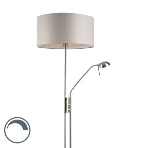 Floor lamp steel and gray with adjustable reading arm - Luxor
