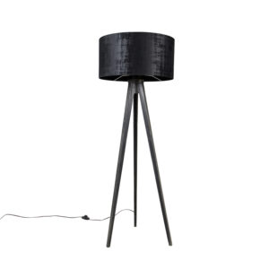Floor lamp tripod black with shade black 50 cm - Tripod Classic