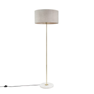 Brass floor lamp with gray shade 50 cm - Kaso