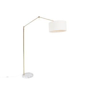Floor lamp gold with boucle shade white 50 cm adjustable - Editor