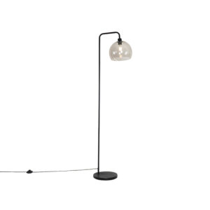 Modern floor lamp black with smoke shade - Maly