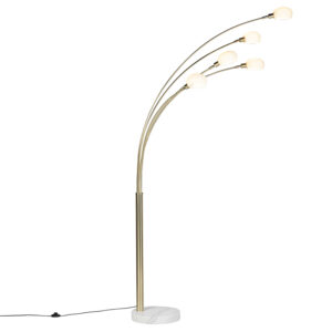 Art deco floor lamp gold 5 lamps - Sixties Marmo