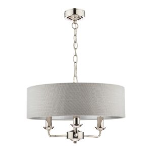 Laura Ashley Sorrento 3 Light Armed Fitting Ceiling Light in Polished Nickel with Silver Shade